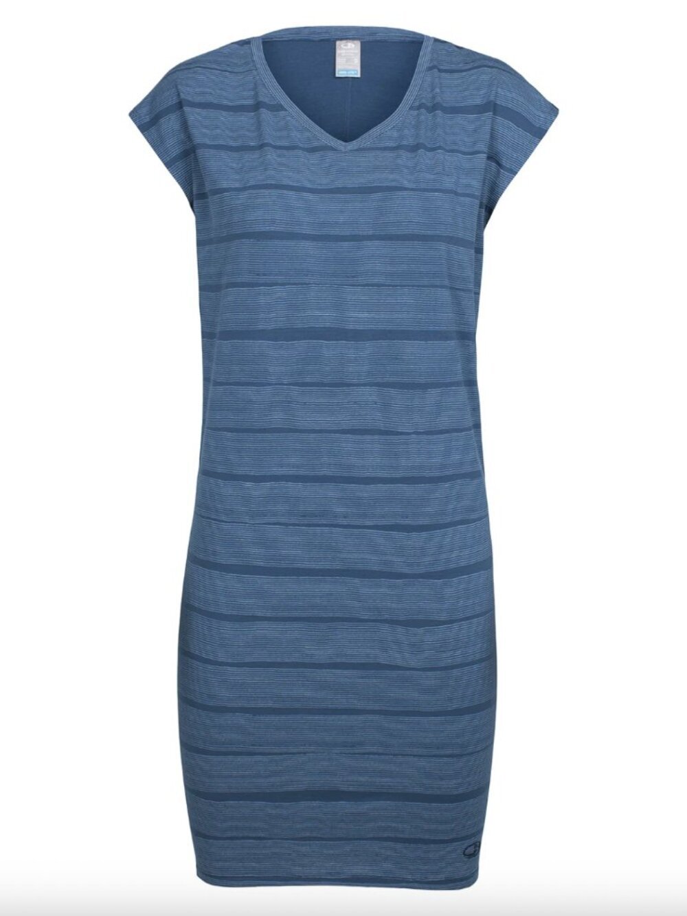 Icebreaker Merino Wool Cool-Lite™ BlueYanni Tee Dress Combed Lines sz L Outdoors